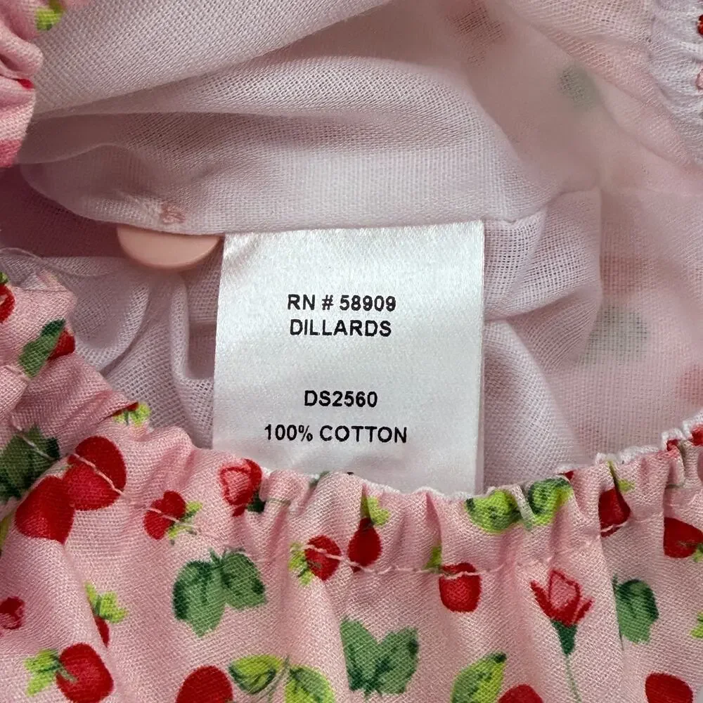 Edgehill Collection Pink Cherry Bow Ruffle Romper Baby Girl Size 3 Months - Picture 7 of 8